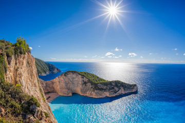 Navagio beach with shipwreck on Zakynthos island in Greece