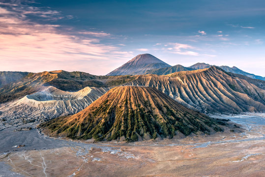 View of Mountains Bromo against cloudy sky