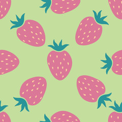 Seamless pattern with strawberry. Fruit background. Vector illustration.