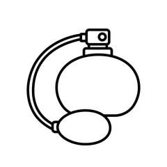 Vector illustration icon of retro style perfume bottle. Flat design, black outline, white background