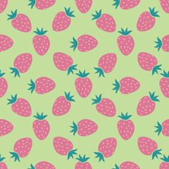 Seamless pattern with strawberry. Fruit background. Vector illustration.