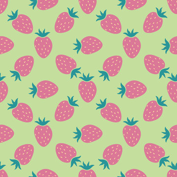 Seamless pattern with strawberry. Fruit background. Vector illustration. © _aine_