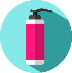 Vector flat illustration icon with bottle for shampoo, shower gel, lotion, cream or etc. 
