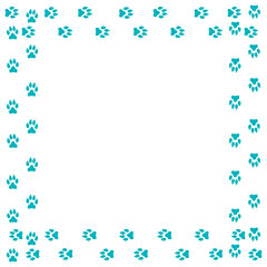 Frame with dog tracks isolated on white background. Vector illustration.