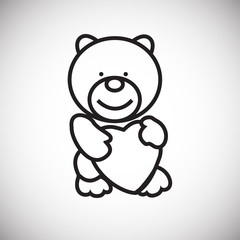 Bear with heart thin line on white background icon