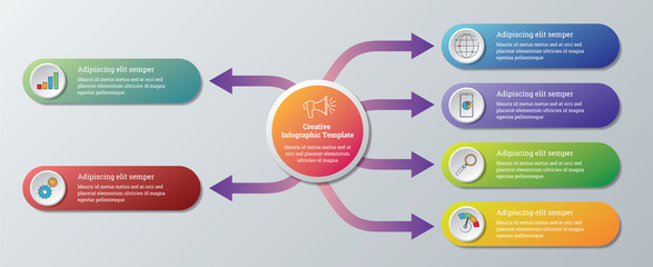 Infographics template design vector and marketing icons.