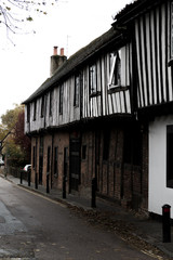 Olde Enlish style buildings on a row of houses
