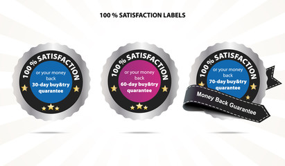 Set of satisfaction labels on white, vector illustration