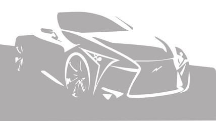 Silhouette of sport car, vector illustration on white