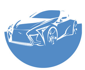 Silhouette of sport car, vector illustration on white