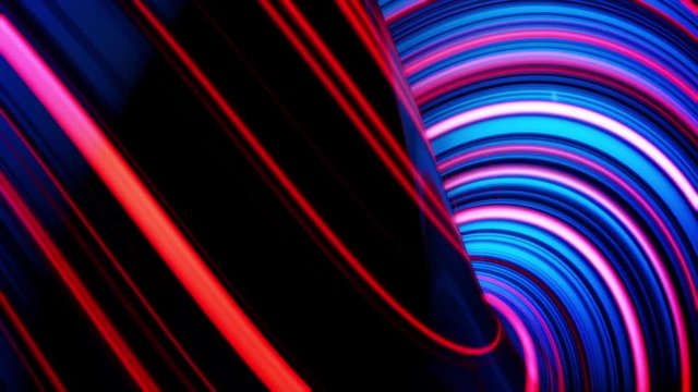 Animation of glowing neon lines. Abstract background with wavy color lines. Concept of computer graphics