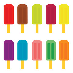 Vector set of ice cream Isolated on a white background. Ice cream with fruit juice. Popsicle on a stick