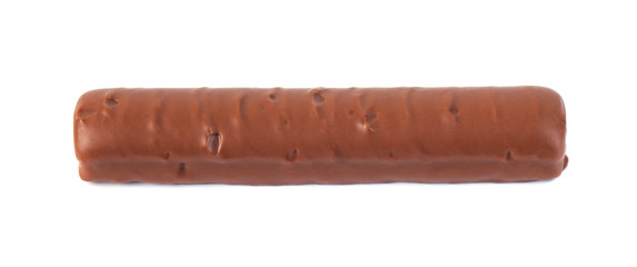 chocolate stick with caramel on a white background