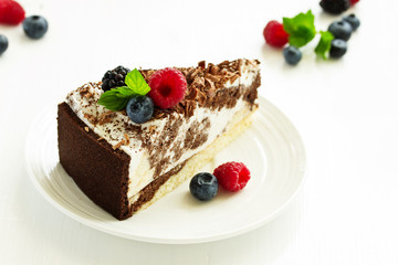 Chocolate cake with fresh berries.