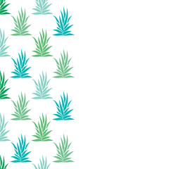 Seamless pattern with tropical, succulent plants, bushes. Floral ornament on a white background. Vector illustration.