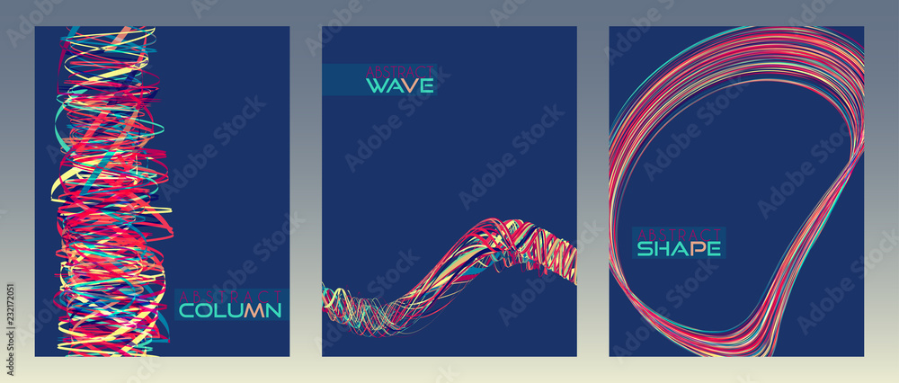 Poster Abstract covers or posters with column, wave and rounded shape. Vector layouts