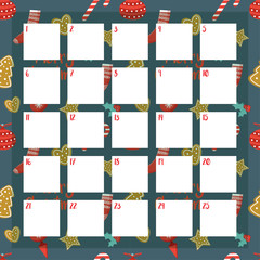 Christmas planner, organizer template, wish list. Vector illustration.  Scandinavian style. - 232172234