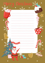 Christmas planner, organizer template, wish list. Vector illustration.  Scandinavian style. - 232172238