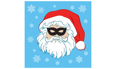 sketch of santa claus face secret santa engraving style hand drawn illustration 