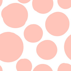 Geometrical background with uneven circles. Abstract round seamless pattern. Hand drawn colorful dots pattern on white background. Vector illustration.