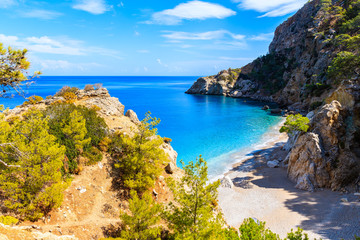 Fototapeta na wymiar Small bay at beautiful Apella beach on Karpathos island, Greece