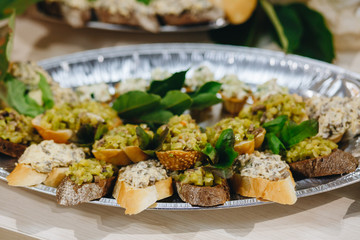Delicious canapes as event dish in luxary restaurant.