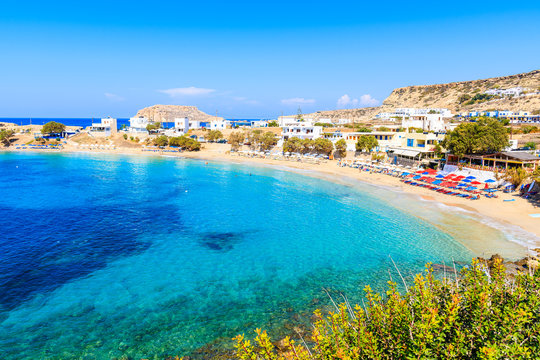 Azure sea at amazing Lefkos beach on Karpathos island, Greece