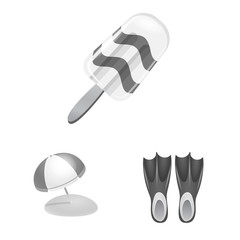 Vector illustration of equipment and swimming icon. Set of equipment and activity stock symbol for web.