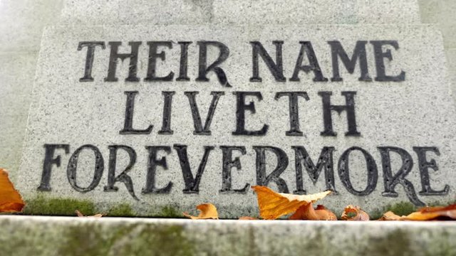 Cenotaph engraving honouring fallen soldiers on Rememberance day