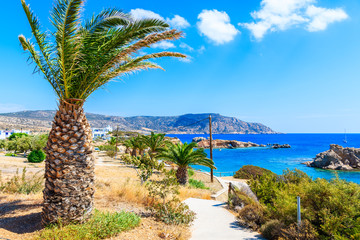 Coastal path along sea near Ammopi village, Karpathos island, Greece