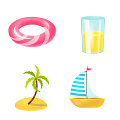 Vector illustration of equipment and swimming icon. Set of equipment and activity stock vector illustration.