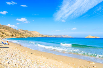 Fototapeta na wymiar Azure sea and beach on Karpathos island, Greece