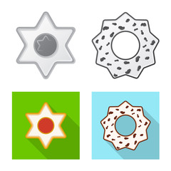 Isolated object of biscuit and bake logo. Collection of biscuit and chocolate stock symbol for web.