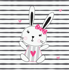 Cute bunny girl vector illustration