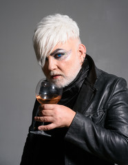 Wine is the drink of the gods. Bearded man drink wine. Hipster man enjoy a glass of wine. Hipster drink. Wine party celebration. Thats my celebration treat