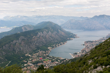 Fototapeta na wymiar View from Mount Lovcen to the bay.
