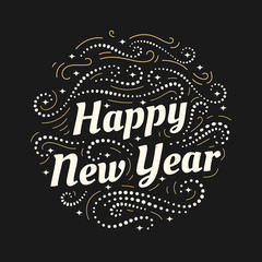 Merry Christmas and a Happy New Year hand drawn lettering