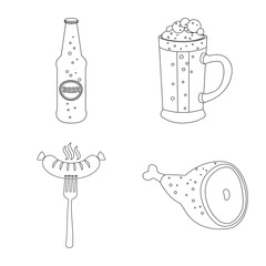 Isolated object of pub and bar symbol. Collection of pub and interior stock vector illustration.