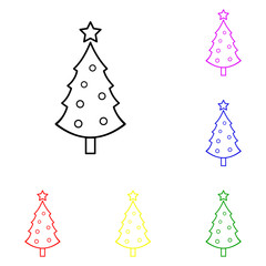 Christmas pine tree line icon. Elements of Christmas and New Year in multi colored icons. Simple icon for websites, web design, mobile app, info graphics