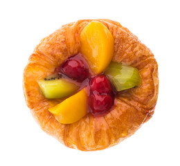fruit danish with fresh fruits isolated on white