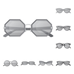 Vector illustration of glasses and sunglasses sign. Set of glasses and accessory stock symbol for web.