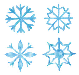 Set of watercolor snowflakes.