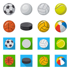 Vector design of sport and ball icon. Set of sport and athletic stock vector illustration.