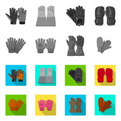 Isolated object of glove and winter logo. Set of glove and equipment stock vector illustration.