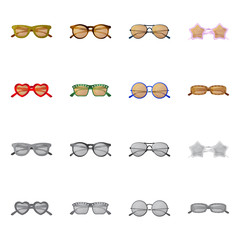 Isolated object of glasses and sunglasses icon. Collection of glasses and accessory vector icon for stock.