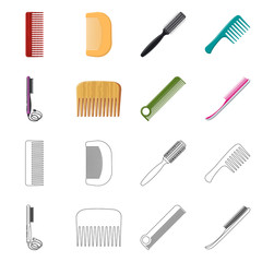 Isolated object of brush and hair logo. Set of brush and hairbrush stock symbol for web.