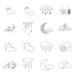 Vector design of weather and climate symbol. Set of weather and cloud stock symbol for web.