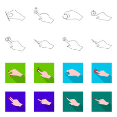 Vector design of touchscreen and hand sign. Set of touchscreen and touch vector icon for stock.