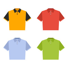 polo shirt set flat icon on isolated white transparent background.	