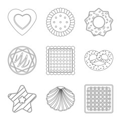 Vector illustration of biscuit and bake icon. Set of biscuit and chocolate stock vector illustration.